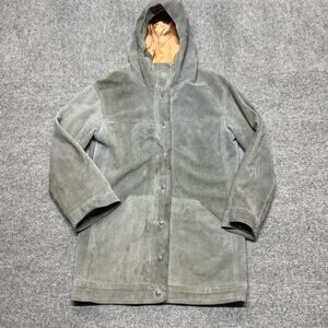 Vintage Gassy Jack Coat Womens Large Gray Suede Hooded Parka Lined Western